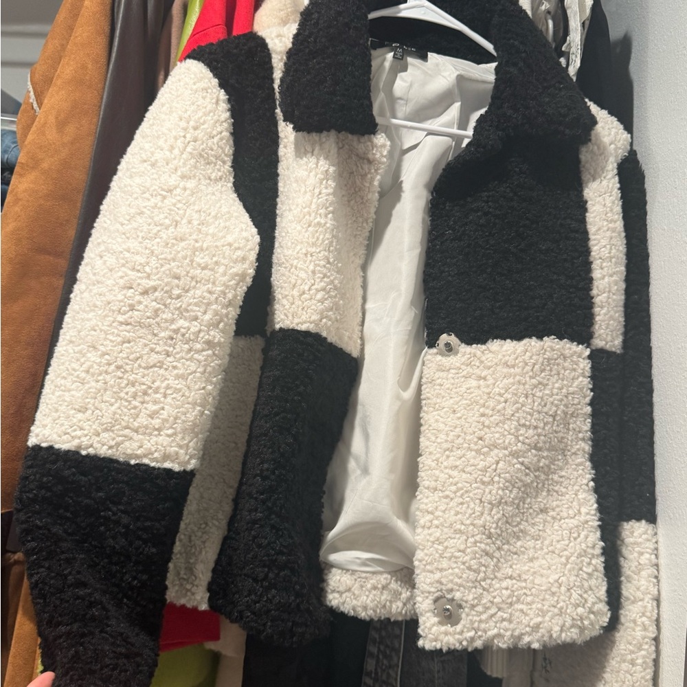 Black and White Sherpa Jacket